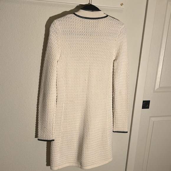 Boston Proper Textured Sweater Coat Size X-Small Beaded Zip Front - Picture 7 of 13